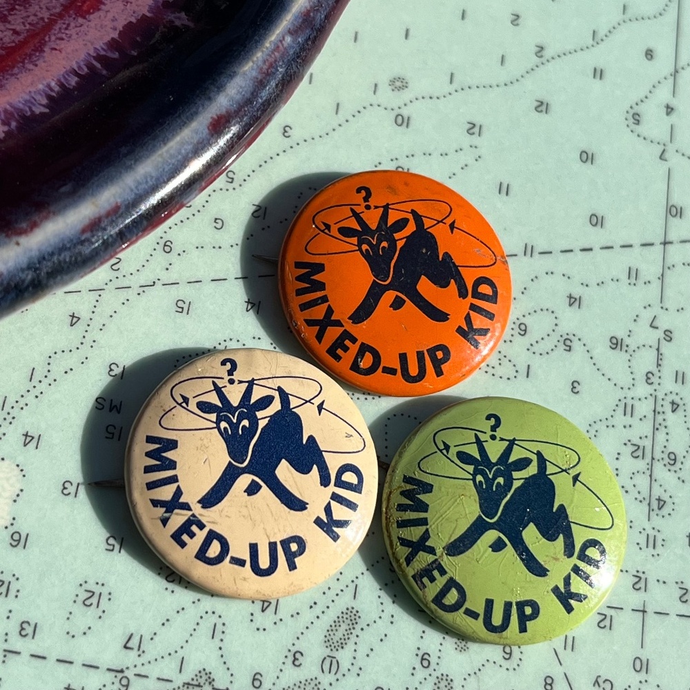 Vintage 50s Mixed Up Kid Button
